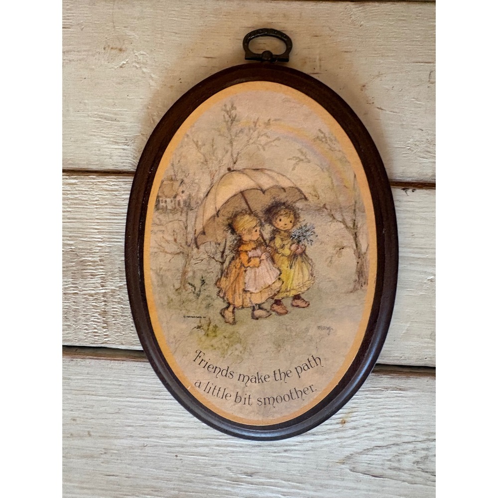 Vintage Hallmark Wood Plaque Friends Make The Path Smoother Oval Wall Art Decor
